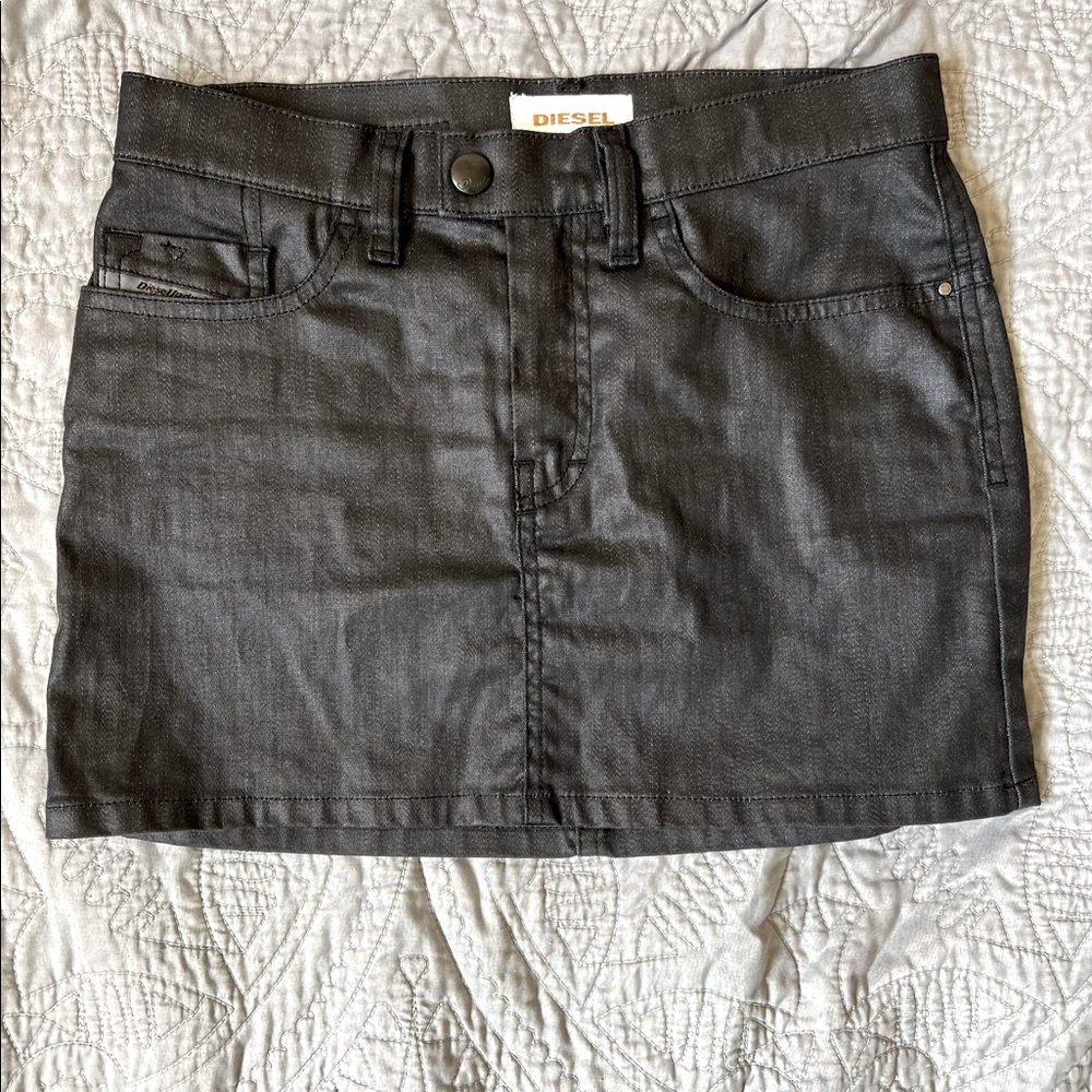 Diesel lightly waxed denim mini skirt size 25 EUC